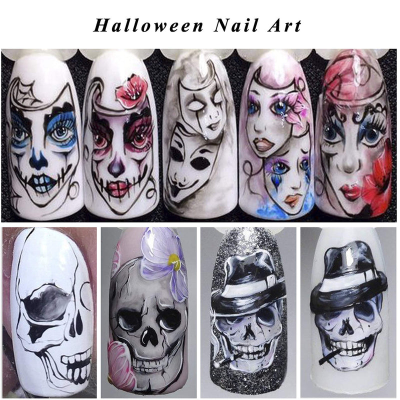 NAIL ANGEL 25 Sheets Nail Art Water Decals Water Transfer Sticker Halloween Skull Clown Different Pattern Decals for fingernail and toenail Manicure 10192 - BeesActive Australia