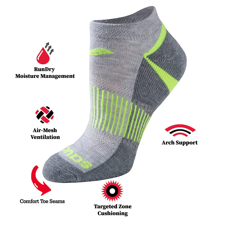Saucony Women's Selective Cushion Performance No Show Athletic Sport Socks (6 & 12 Pairs) Shoe Size: 5-10 Grey Assorted (6 Pairs) - BeesActive Australia