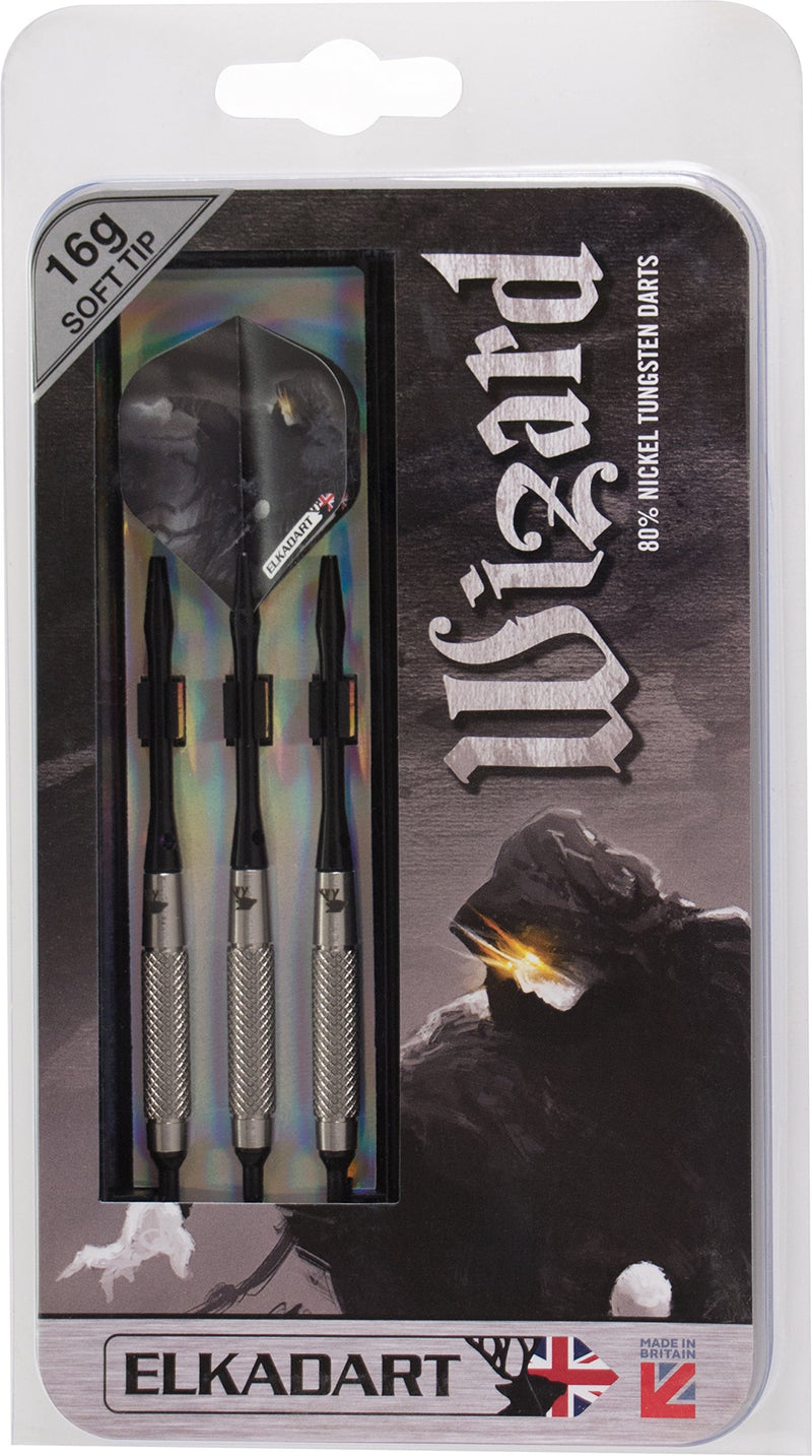 [AUSTRALIA] - Elkadart Wizard 80% Tungsten Soft Tip Darts with Storage/Travel Case Knurled (18 Grams) 
