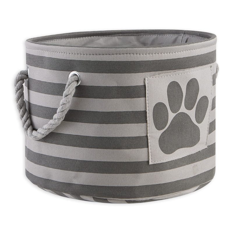 Bone Dry Pet Storage Collection Striped Paw Patch Bin, Small Round, Gray - BeesActive Australia
