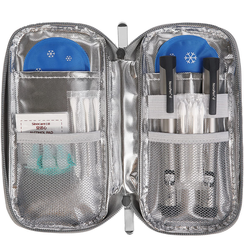 AYVANBER Insulin Cooler Travel Case Small Diabetic Medication Cooler Portable Cooling Bag with 2 Reusable Gel Ice Packs for Insulin Pens While Traveling and Other Diabetic Supplies (Begonia Flower) Begonia Flower - BeesActive Australia