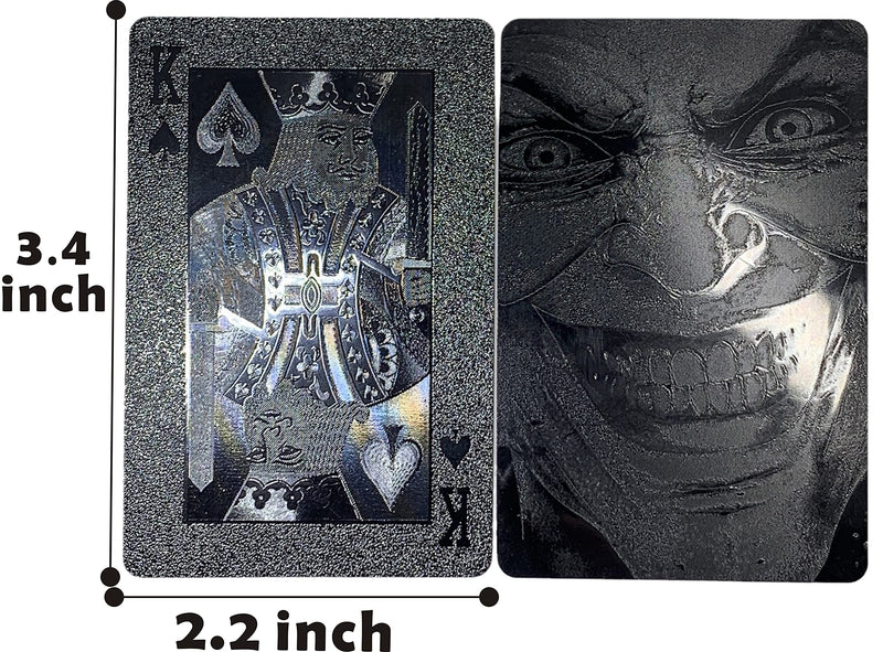 Kxlody Unique Themed Evil Smile Clown 3 Decks Playing Cards Waterproof Deck Cards Plastic Poker Premium Magic Party Game (Black-Gold-Silver) Black-gold-silver - BeesActive Australia