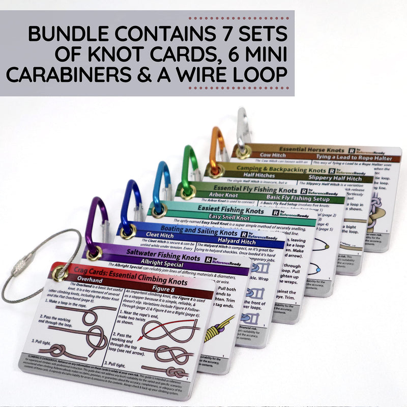 ReferenceReady Complete Knot Card Bundle - 7 Pocket Knot Books with 76 Knots | Set Includes Waterproof Guides for Outdoors, Boating, Climbing, Horse, Fishing, Fly Fishing, and Saltwater Fishing Knots - BeesActive Australia