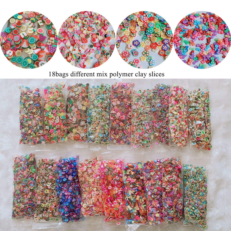 NAIL ANGEL 18bags Different Design Mix Bag Polymer Clay Slices Fruit Cake Flower Etc Shapes Mix 10051 - BeesActive Australia