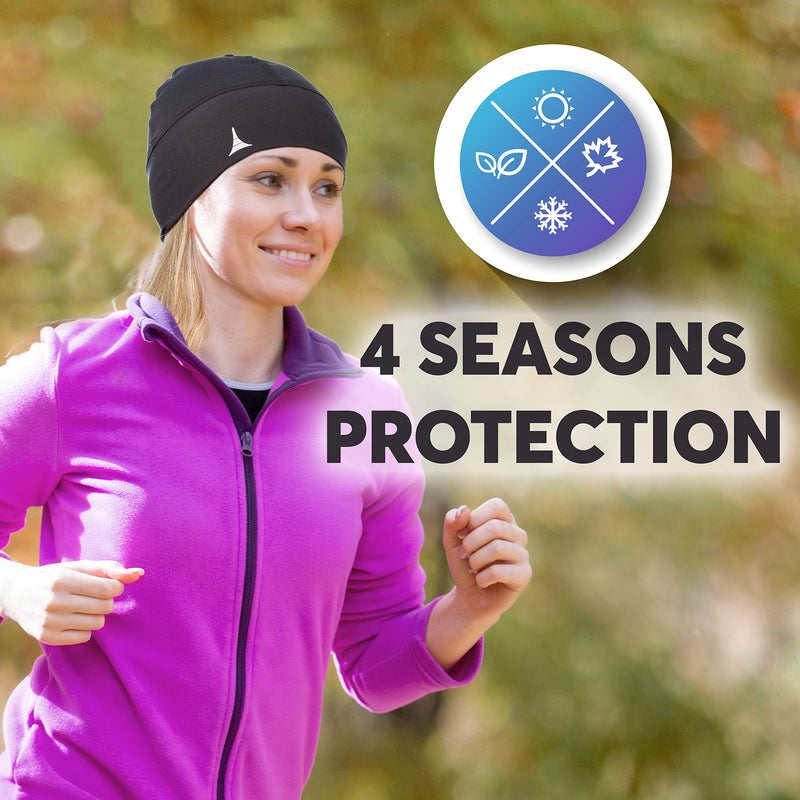 Helmet Liner Sweat Wicking Skull Cap Beanie. Ultimate Performance Moisture Wicking. Fits Under Helmets American Black - BeesActive Australia