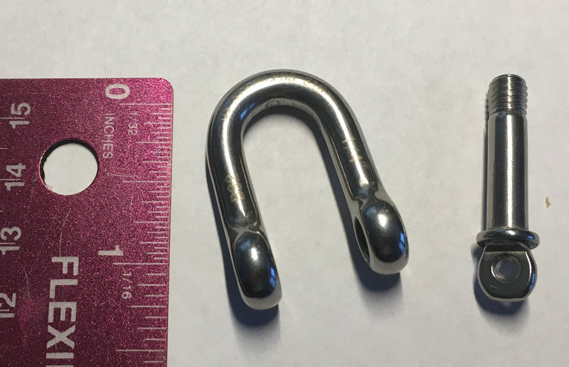 [AUSTRALIA] - Stainless Steel 316 Forged D Shackle Marine Grade 1/4" (6mm) Dee 1/4" 