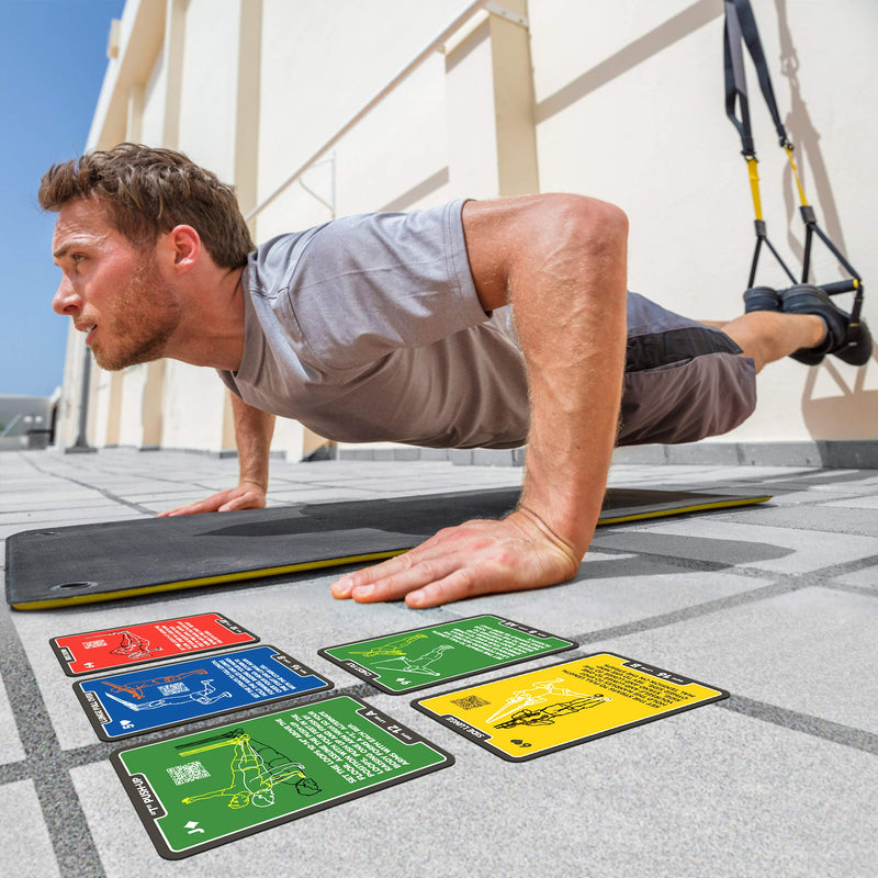 Stack 52 Suspension Exercise Cards. Compatible with All Suspension Trainers. Suspended Bodyweight Resistance Workout Game. Video Instructions Included. Fun Home Fitness Program. 2019 Updated Deck - BeesActive Australia