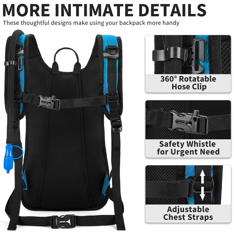 MIRACOL Hydration Backpack with 2L BPA Free Water Bladder, Lightweight Insulated Water Backpack for Running Hiking Cycling Camping Hunting, Small Hydration Pack Fits Men Women & Kids Blue - BeesActive Australia