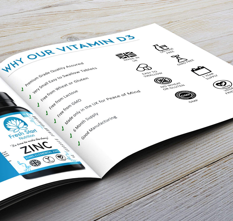 Zinc Tablets 25mg � Zinc Tablets High Strength for Maintenance of Normal Immune System, Hair, Skin, Nails & Bones Zinc Supplements - 180 Vegan Tablets � Made in The UK by Fresh Start Nutrition - BeesActive Australia