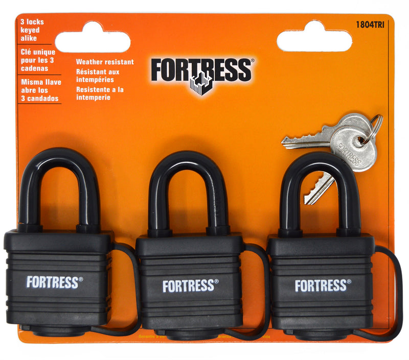 Master Lock 1804TRI Fortress Series Covered Laminated Weatherproof Padlocks, 1-9/16-Inch, Pack of 3 - BeesActive Australia