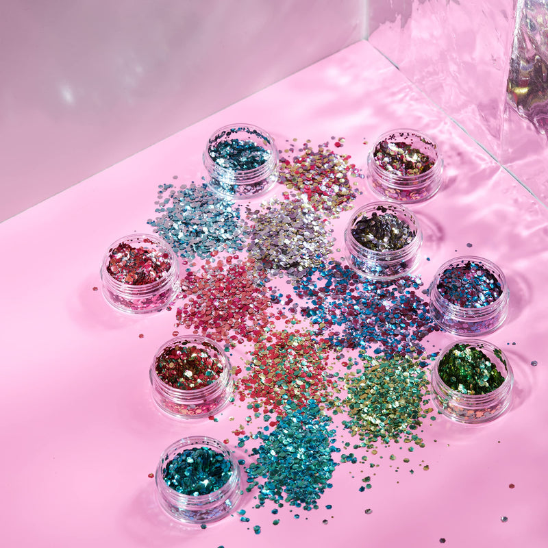 Mystic Bio Biodegradable Eco Chunky Glitter by Moon Glitter - 100% Cosmetic Bio Glitter for Face, Body, Nails, Hair and Lips - 3g - Champagne - BeesActive Australia