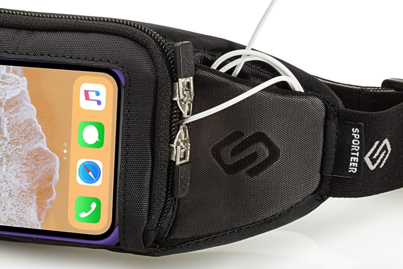 [AUSTRALIA] - Sporteer Kinetic K1 Running Belt Waist Pack - Compatible with iPhone 12 Pro Max, 11 Pro Max, Xs, XR, X, 8/7 Plus, iPhone 11, Galaxy S20 Plus, 10 Plus, Note 10+, 9, S9+, Pixel 4 XL, 3 XL, LG, Moto - Fits Cases 
