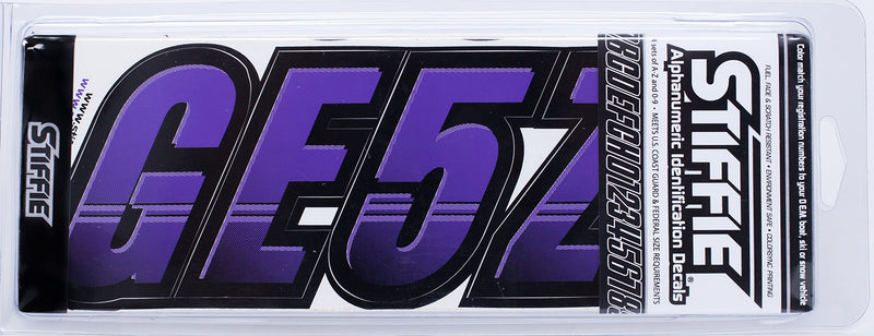 [AUSTRALIA] - Stiffie Techtron Purple/Black 3" Alpha-Numeric Registration Identification Numbers Stickers Decals for Boats & Personal Watercraft 