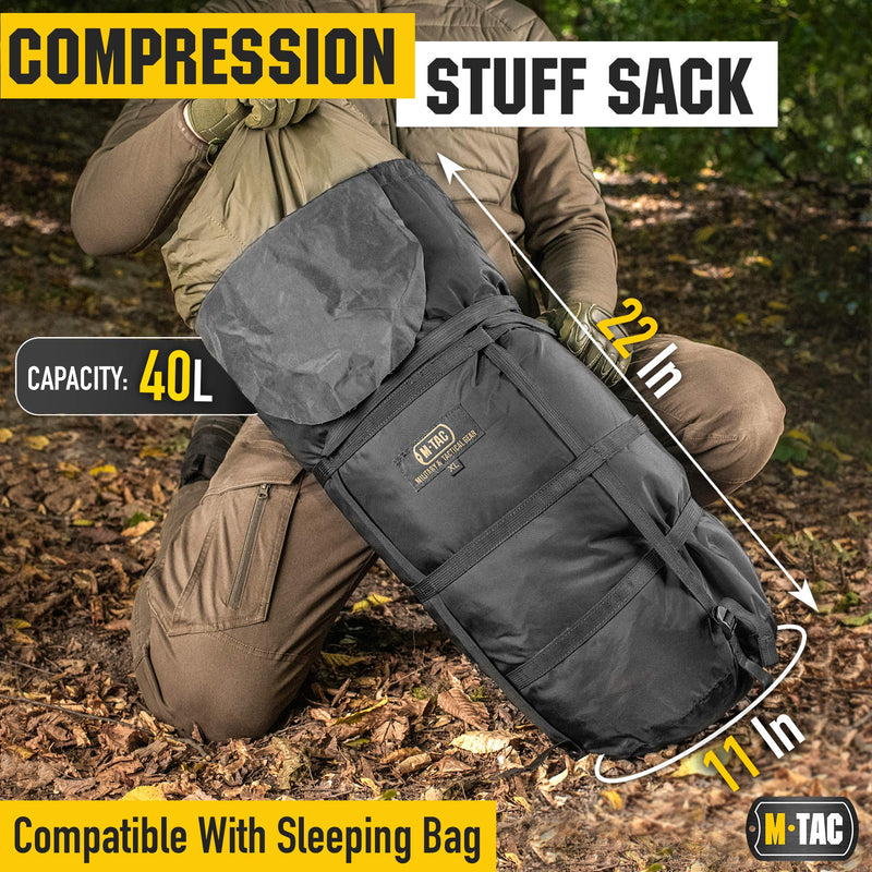M-Tac Compression Sack - Sleeping Bag Stuff Sack - Compression Bag - 40 Liters - XL Black - BeesActive Australia