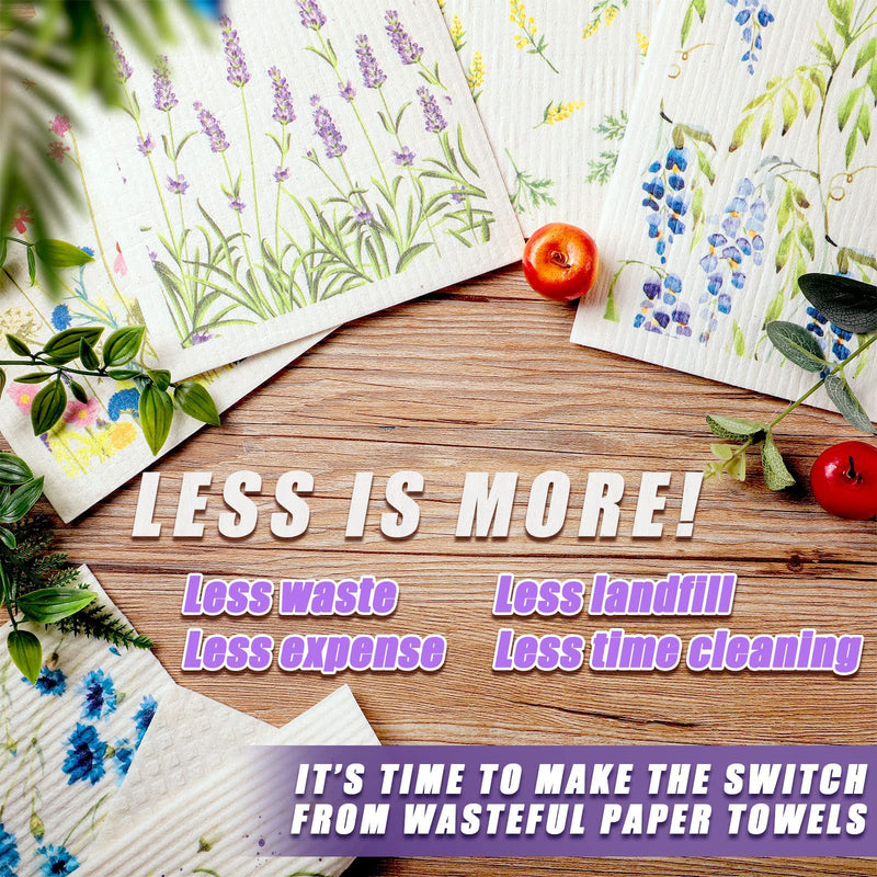 Remagr Swedish Kitchen Dish Towels Wildflowers Kitchen Cloths Reusable Sponge Cleaning Cloths Absorbent Dish Cloth Quick Drying Washable Cleaning Wipes No Odor Hand Towel (12) 12 - BeesActive Australia