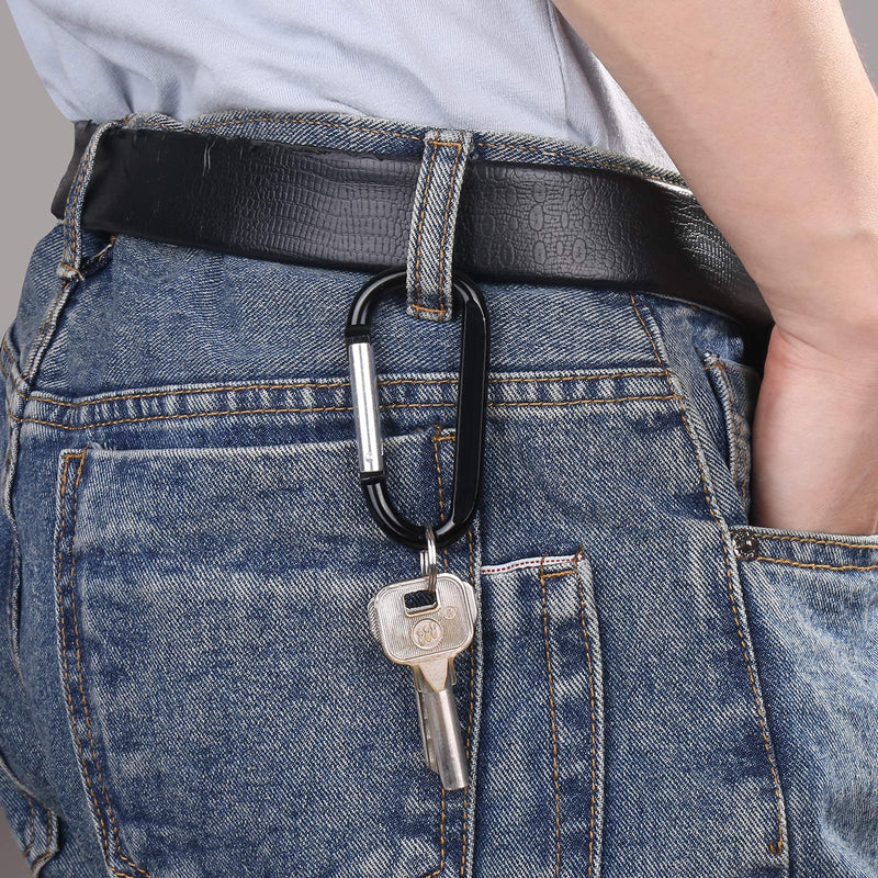 6PCS Carabiner Caribeaner Clip,3" Large Aluminum D Ring Shape Carabeaner with 6PCS Keyring Keychain Hook - BeesActive Australia
