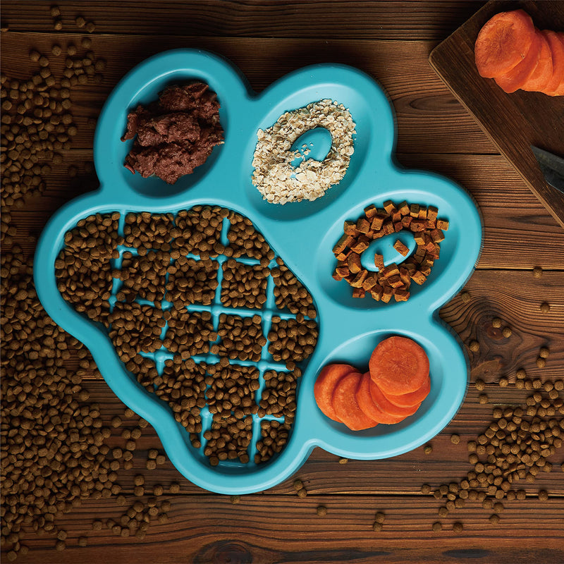 PetDreamHouse PAW Feeder Interactive Bowl for Dogs, Puppies or Cats Plate Food Treats Controls Fast Eating Anti Bloating - Blue - BeesActive Australia