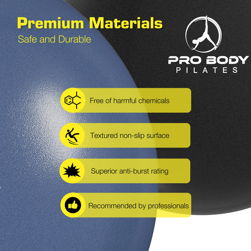 ProBody Pilates Mini Exercise Ball - 9 Inch Small Bender Ball for Stability, Barre, Pilates, Yoga, Balance, Core Training, Stretching and Physical Therapy with Workout Guide Indigo - BeesActive Australia