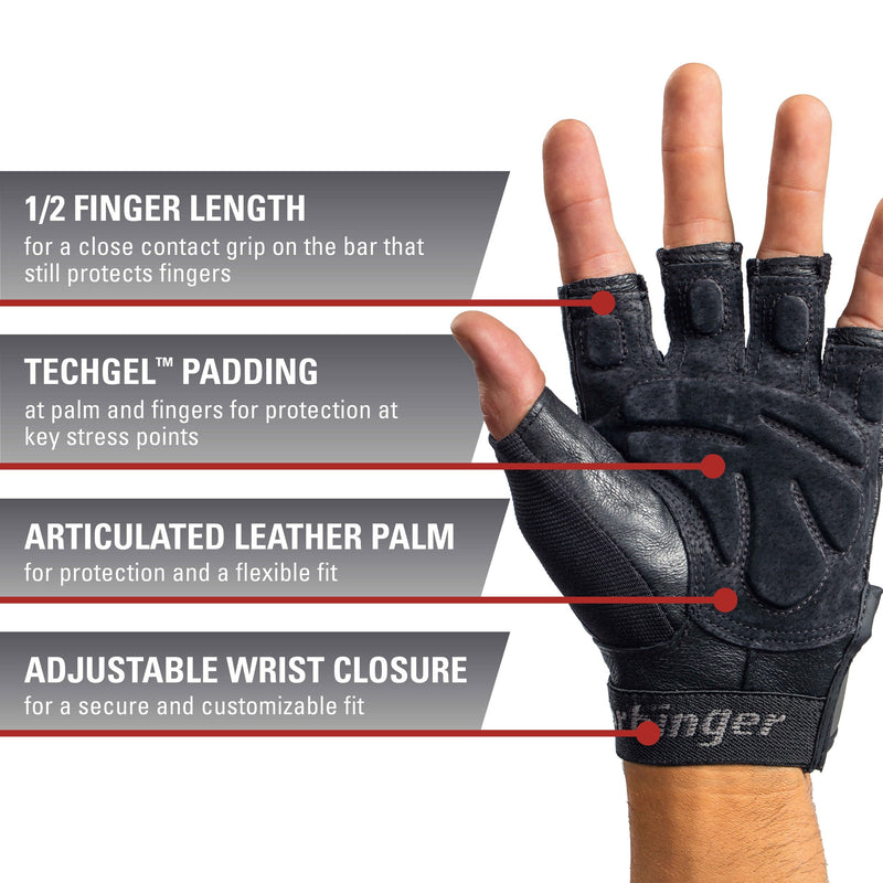 Harbinger Training Grip Tech Gel-Padded Leather Palm Weightlifting Gloves Black/Blue Men's X-Large - BeesActive Australia