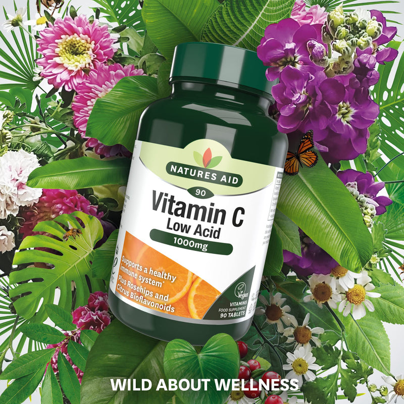 Natures Aid Vitamin C Low Acid Tablets 1000mg Pack of 90 Vitamin C Low Acid 1000mg, 90 Tablets - BeesActive Australia