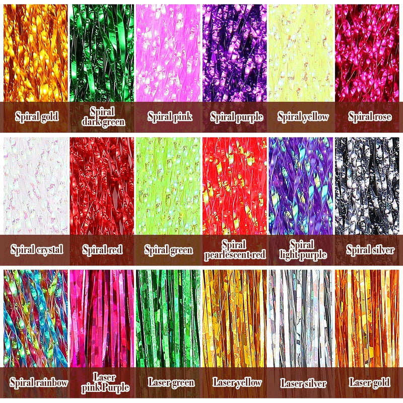 Civaner 36 Colors Fly Tying Materials Colorful Crystal Flash Fly Fishing Line Holographic Tinsels Flies Fishing Lure Making Supplies for Outdoor Fishing DIY Accessory - BeesActive Australia