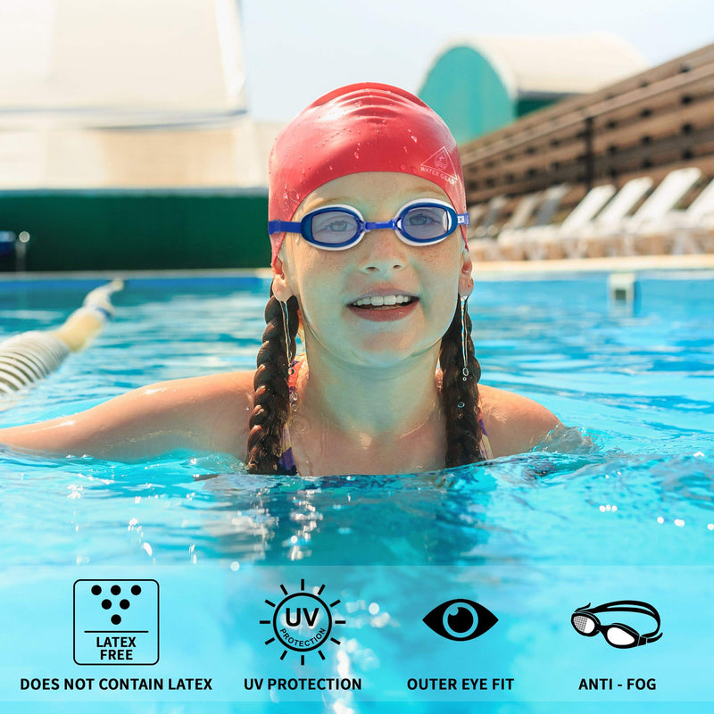 Water Gear Minnow Swim Goggles Anti-Fog Junior fit for Competition - Clear with Blue Strap - BeesActive Australia