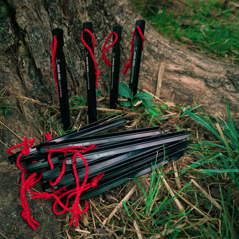 Wise Owl Outfitters Tent Stakes 7075 Heavy Duty Aluminum Metal Ground Pegs - 16 Pack to Stake Down A Tarp and Tents - Best Easy Lightweight Strong Outdoor Camping Spikes - BeesActive Australia