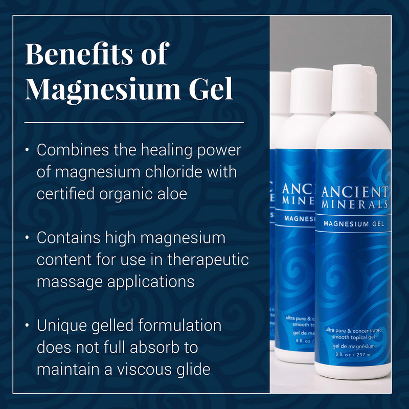 Ancient Minerals Magnesium Gel - 8oz Tube - Pure Genuine Zechstein Magnesium Chloride - Best for Massage, Topical Skin Dermal Absorption - BeesActive Australia