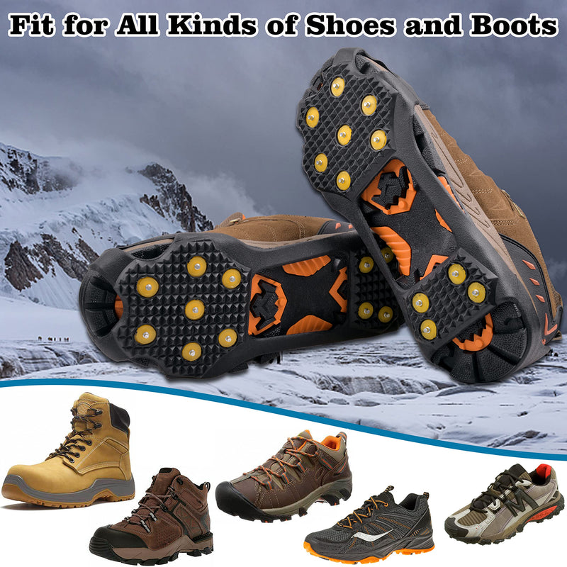 VanRolldex Ice Cleats for Boots Shoes Ice Snow Traction Cleats for Walking On Snow and Ice Non Slip Rubber Snow Shoes 11 Studs Cleats Crampons for Hiking Walking Climbing Jogging Men Women X-large (11-14 men / 13-16 women) - BeesActive Australia