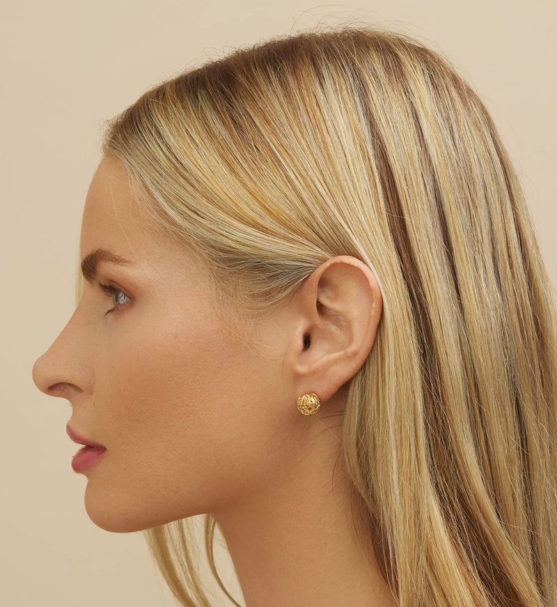 Gold Love Knot Earrings for Women & Girls | Barzel 18K Gold Plated Woven Love Knot Stud Earrings 10mm For Women - Made In Brazil - BeesActive Australia