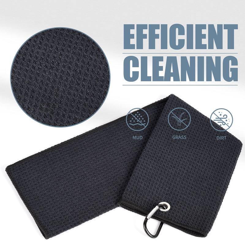 Mile High Life Tri-fold Golf Towel | Premium Microfiber Fabric | Waffle Pattern | Heavy Duty Carabiner Clip | 14 Color Options - BeesActive Australia