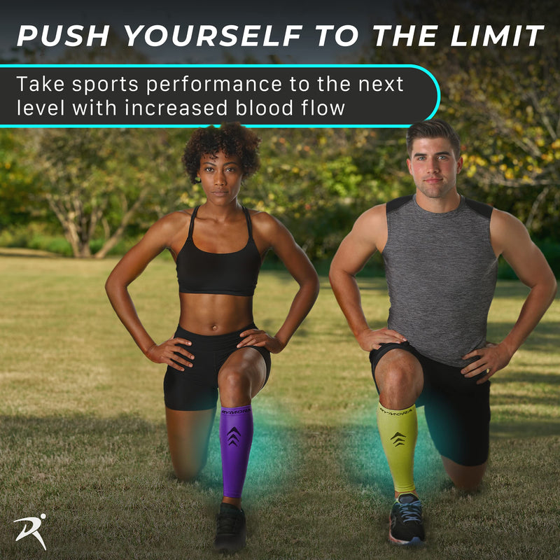 Rymora Leg Compression Sleeve, Calf Support Sleeves Legs Pain Relief for Men and Women, Comfortable and Secure Footless Socks for Fitness, Running, and Shin Splints – Black, Large (One Pair) - BeesActive Australia
