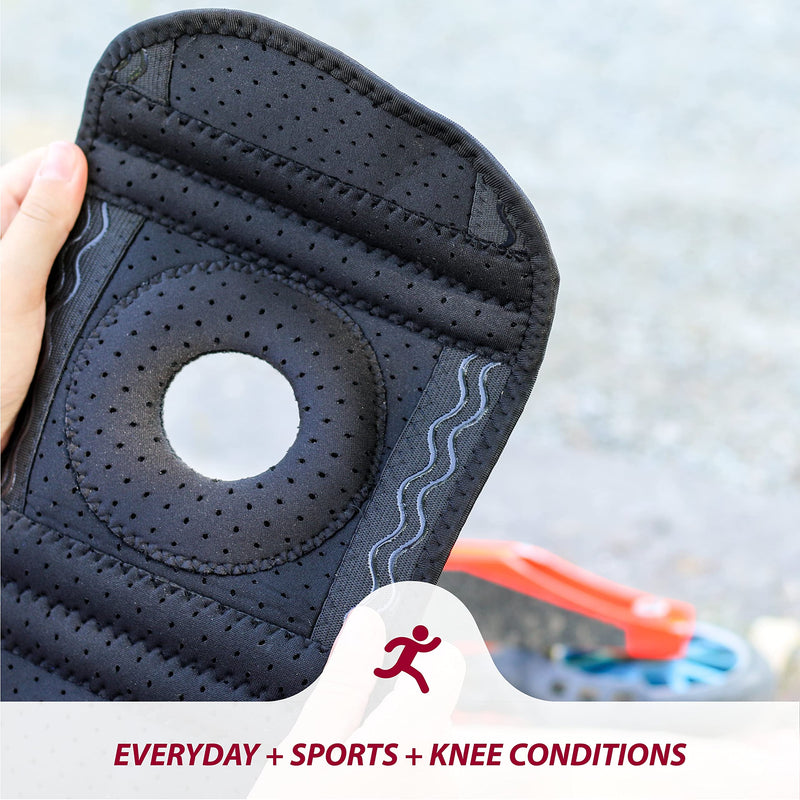 KARM Kids Knee Support Brace - Childs Knee Support for Children - Girls & Boys | Osgood Schlatter Knee Support Kids | Arthritis Pain & Knee Conditions & Sports | Adjustable Compression (Black) One Size Black - BeesActive Australia