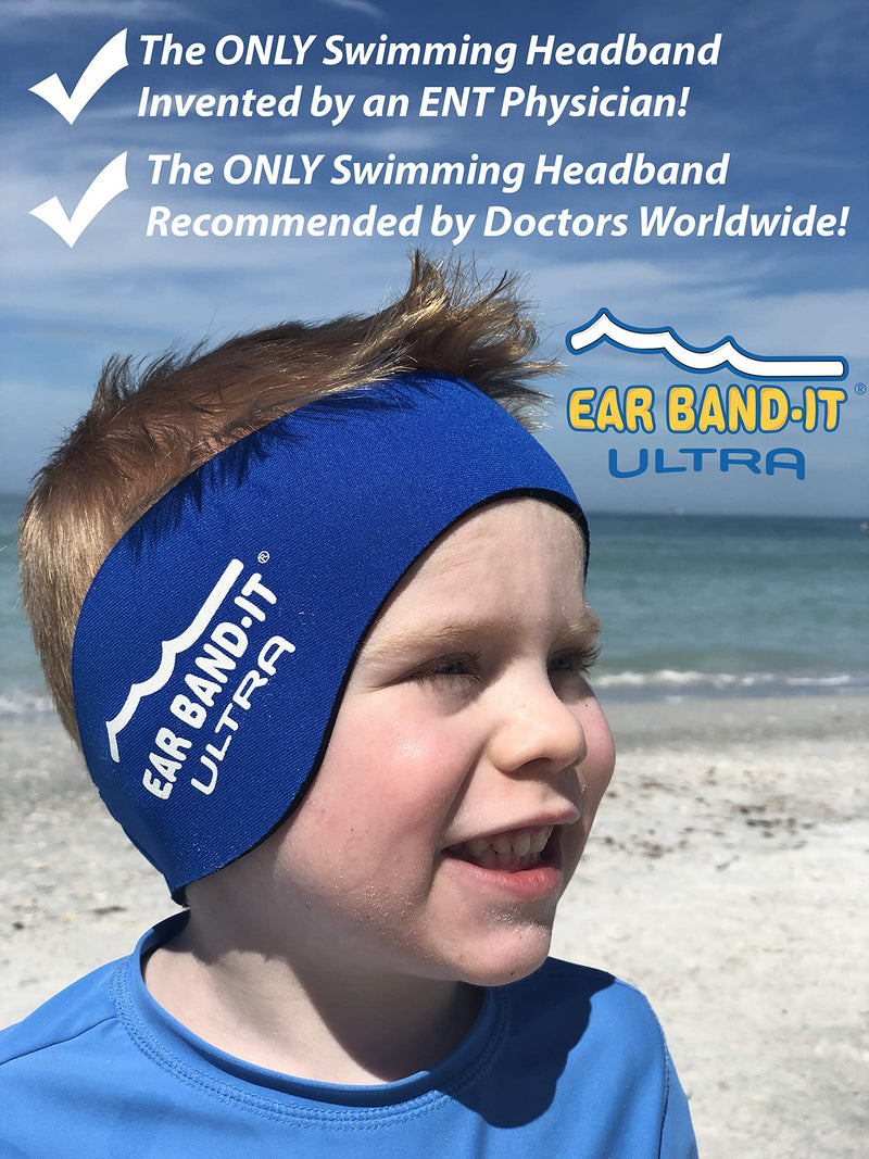 EAR BAND-IT Ultra Swimming Headband - Best Swimmer's Headband - Keep Water Out, Hold Earplugs in - Doctor Recommended - Secure Ear Plugs - Invented by ENT Physician (Black, Small (Ages 3mo to 1yr)) Small (ages 3mo to 1yr) Black - BeesActive Australia