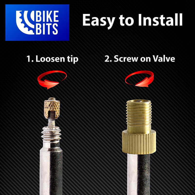Bike Bits Brass Presta Valve Adapter - Convert Presta to Schrader - Inflate Tire Using Standard Bike Pump or Air Compressor (4 Pack) - BeesActive Australia