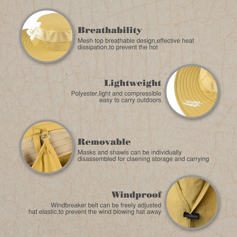 KOOLSOLY Fishing Hat,Sun Cap with UPF 50+ Sun Protection and Neck Flap,for Man and Women Khaki - BeesActive Australia