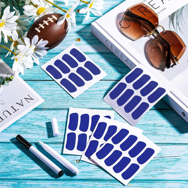 160 Pieces Sports Eye Black Stickers for Kids Football Eye Black Lettering Softball Baseball Face Stickers Lacrosse Fans Eye Strips with 2 Pencils for Party Game Sport Supplies (Blue) Blue - BeesActive Australia