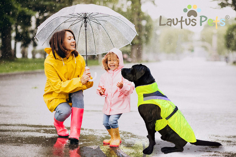 Lautus Pets Waterproof Dog Raincoat - Reflective, Yellow Rain Jacket with Harness Hole for Small, Medium and Large Dogs L - BeesActive Australia