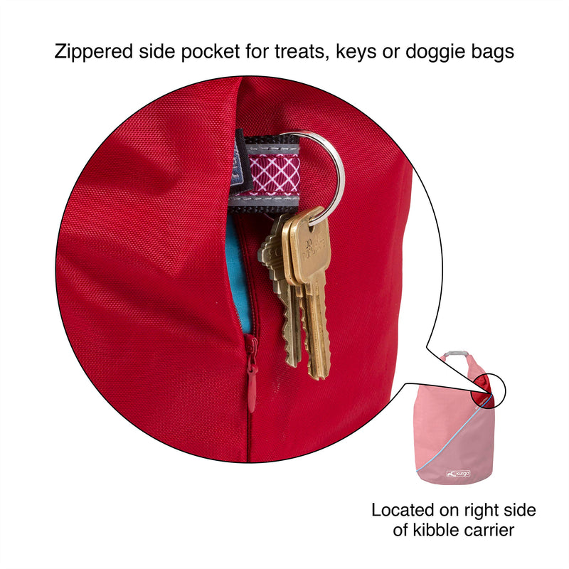 Kurgo Kibble Carrier for Dogs, Dog Food Travel Bag, Pet Travel Food Storage Container, Dog Accessories for Camping, BPA Free, Foldable, Holds 5 Pounds, Coastal Blue and Red - BeesActive Australia