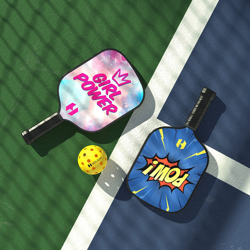 Helium Pickleball Paddle for Kids – Child Size Paddle for Children 12 and Under, Lightweight Honeycomb Core, Graphite Strike Face, Pickleball Paddle & Drawstring Bag - POW! 1 Paddle Set - BeesActive Australia
