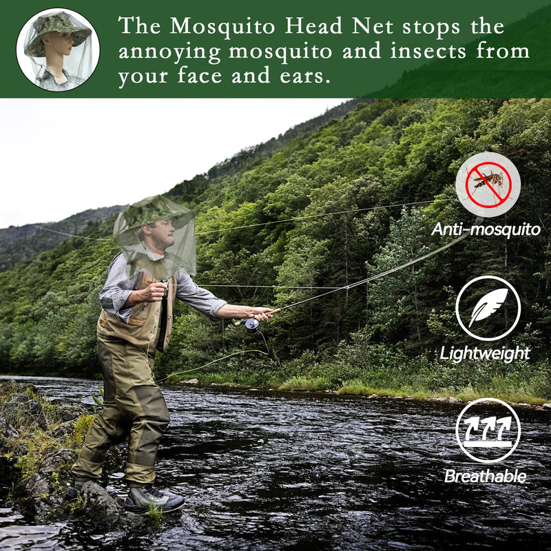 4Pcs Mosquito Head Net Anti Insect Midge Net Head Cover, Head Net Mesh for Outdoor Hiking Camping Fishing, Green - BeesActive Australia