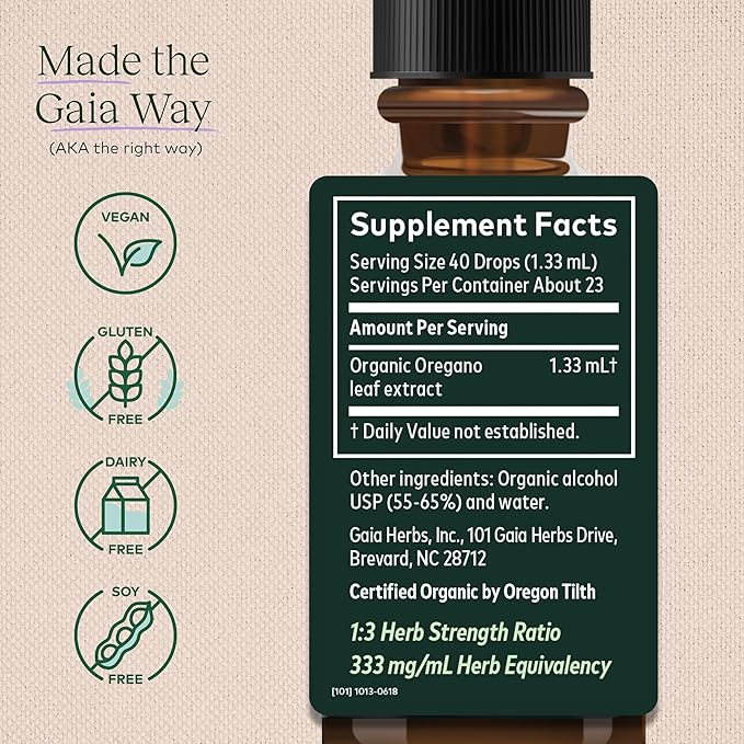 Gaia Herbs Oregano Leaf, 1 fl oz (30 ml) - BeesActive Australia
