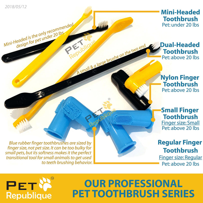 Pet Republique Dog Toothbrush Set of 6 – Dual Headed Dental Hygiene Brushes for Small to Large Dogs, Cats, and Most Pets Handle Toothbrushes Dual-Headed 6 Count - BeesActive Australia