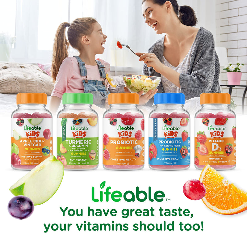 Lifeable Sugar Free Prebiotics Fiber for Kids - 4g - Great Tasting Natural Flavored Gummy Supplement - Keto Friendly - Gluten Free, Vegetarian, GMO Free - for Gut and Digestive Health - 90 Gummies - BeesActive Australia