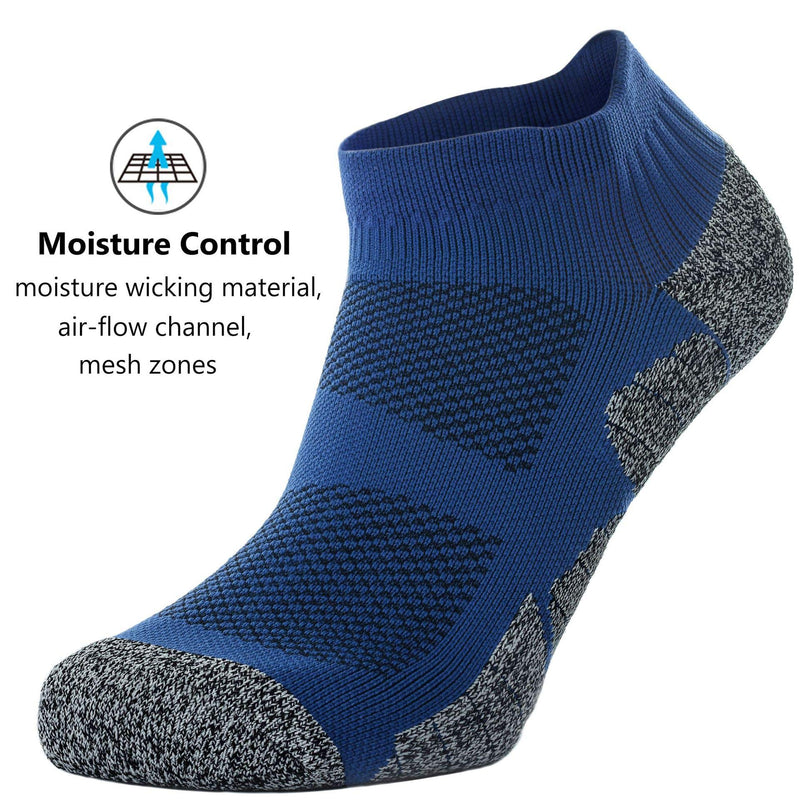 CWVLC Unisex Cushioned Compression Athletic Ankle Socks Multipack Medium 6-pairs (Black2,charcoal2,royal2) - BeesActive Australia