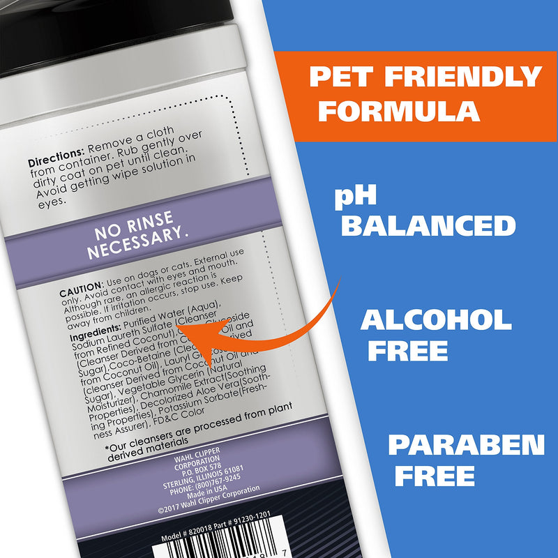 Wahl Pet Refresh Lavender Cleaning Wipes for All Dog Breeds - Use on Ears, Nose, Paws, Bottom, & Sensitive Areas - 50 Wipes - 820018A - BeesActive Australia