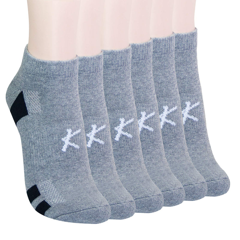 [AUSTRALIA] - KONY Men's Cushioned Athletic Ankle Socks for Running Working(6 Pairs), Moisture Wicking Thick Cotton Low Cut Socks Size 9-12 Grey - 6 Pairs 