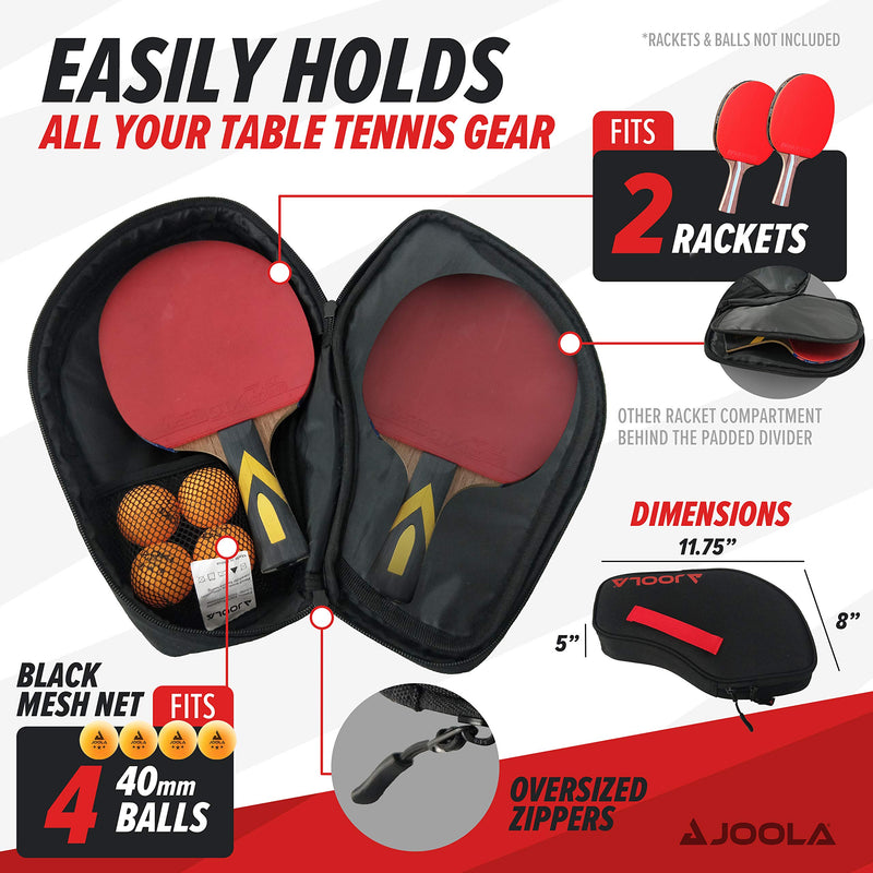 JOOLA Vision Double Padded Ping Pong Paddle Case w/ Storage Compartment for 4 Ping Pong Balls - Table Tennis Case Racket Cover Helps Protect the Table Tennis Rubber and Racket - Table Tennis Organizer - BeesActive Australia
