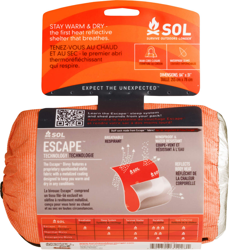 S.O.L. Survive Outdoors Longer S.O.L. 70% Reflective Escape Bivvy, Orange - BeesActive Australia