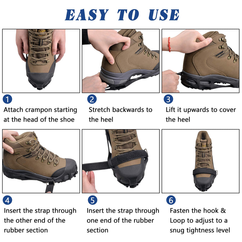Ice Snow Cleats for Shoes and Boots,Walk Traction Cleats Crampons for Men Women Walking on Ice and Snow Anti Slip 28 Spikes Shoes Ice Traction Cleats 28 Steel with Strap X-Large(10.5-13 men/11.5-14 women) - BeesActive Australia